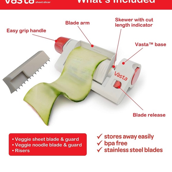 2 box Vasta Veggie & Fruit Sheet Slicer, Stainless Steel Blade, 2 Attachements - Picture 2 of 3